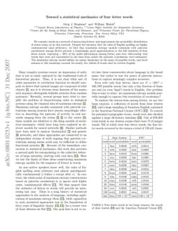 Toward a statistical mechanics of four letter words