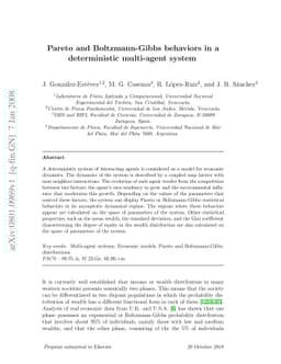 Pareto and Boltzmann-Gibbs behaviors in a deterministic multi-agent
  system