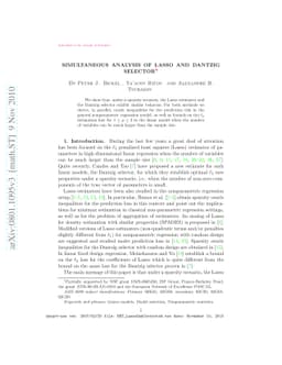 Simultaneous analysis of Lasso and Dantzig selector