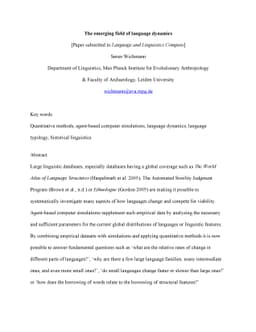 The emerging field of language dynamics
