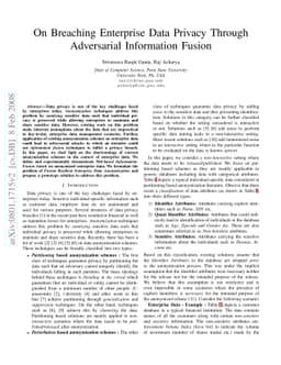On Breaching Enterprise Data Privacy Through Adversarial Information
  Fusion