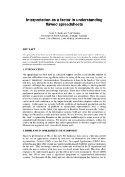 Interpretation as a factor in understanding flawed spreadsheets
