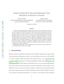 Adaptive Independent Metropolis-Hastings by Fast Estimation of Mixtures
  of Normals