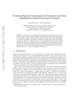 D-optimal Bayesian Interrogation for Parameter and Noise Identification
  of Recurrent Neural Networks