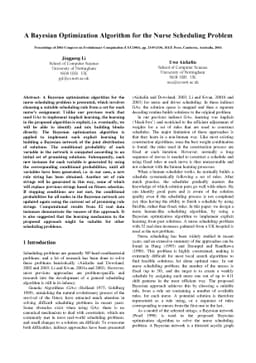 A Bayesian Optimisation Algorithm for the Nurse Scheduling Problem