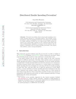 Distributed Double Spending Prevention