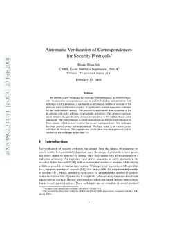Automatic Verification of Correspondences for Security Protocols