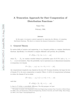 A Truncation Approach for Fast Computation of Distribution Functions