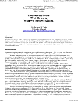 Spreadsheet Errors: What We Know. What We Think We Can Do