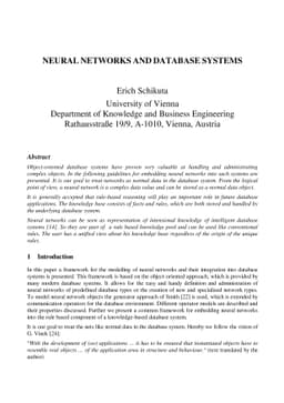 Neural Networks and Database Systems