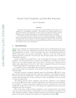 Generic case complexity and One-Way functions