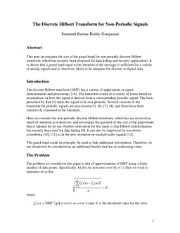 The Discrete Hilbert Transform for Non-Periodic Signals