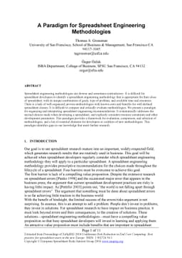 A Paradigm for Spreadsheet Engineering Methodologies