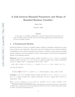 A Link between Binomial Parameters and Means of Bounded Random Variables