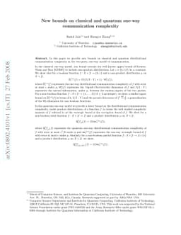 New bounds on classical and quantum one-way communication complexity