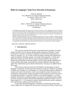 Hubs in Languages: Scale Free Networks of Synonyms