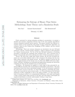 Estimating the entropy of binary time series: Methodology, some theory
  and a simulation study