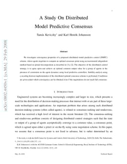 A Study On Distributed Model Predictive Consensus