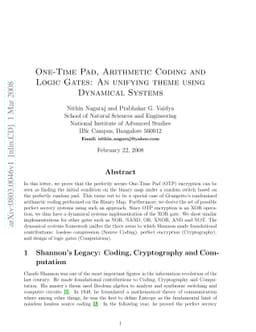 One-Time Pad, Arithmetic Coding and Logic Gates: An unifying theme using
  Dynamical Systems