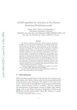An EM algorithm for estimation in the Mixture Transition Distribution
  model