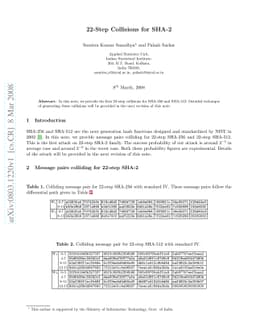 22-Step Collisions for SHA-2