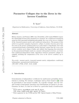 Parameter Collapse due to the Zeros in the Inverse Condition