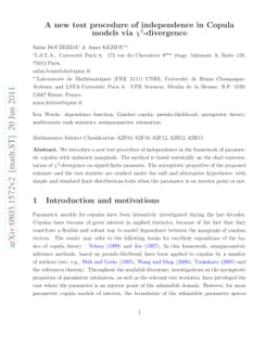A new test procedure of independence in copula models via
  chi-square-divergence