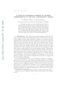 A class of statistical models to weaken independence in two-way
  contingency tables