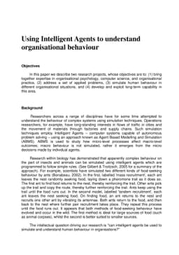 Using Intelligent Agents to understand organisational behaviour