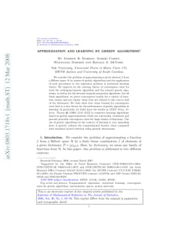 Approximation and learning by greedy algorithms