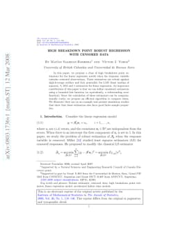 High breakdown point robust regression with censored data