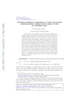 Weighted empirical likelihood in some two-sample semiparametric models
  with various types of censored data