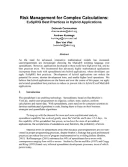 Risk Management for Complex Calculations: EuSpRIG Best Practices in
  Hybrid Applications