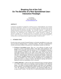 Breaking Out of the Cell: On The Benefits of a New Spreadsheet
  User-Interaction Paradigm