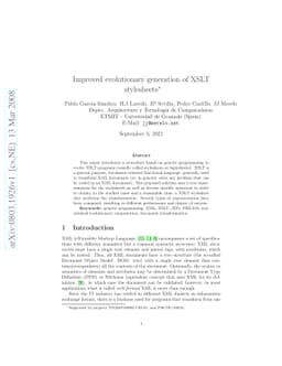 Improved evolutionary generation of XSLT stylesheets