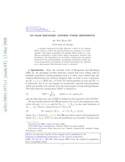 On false discovery control under dependence