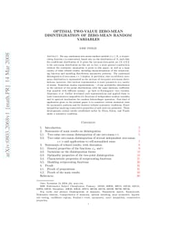 Optimal two-value zero-mean disintegration of zero-mean random variables