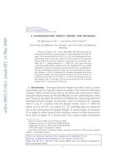 A complementary design theory for doubling