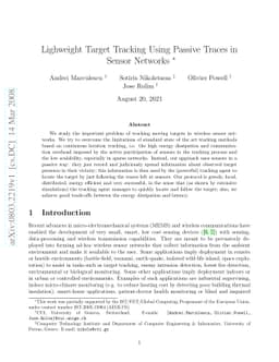 Lighweight Target Tracking Using Passive Traces in Sensor Networks