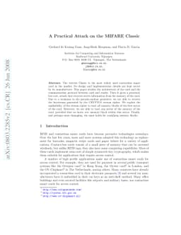 A Practical Attack on the MIFARE Classic