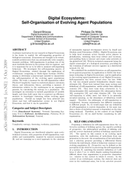 Digital Ecosystems: Self-Organisation of Evolving Agent Populations