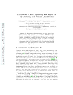 KohonAnts: A Self-Organizing Ant Algorithm for Clustering and Pattern
  Classification