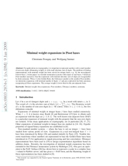 Minimal weight expansions in Pisot bases