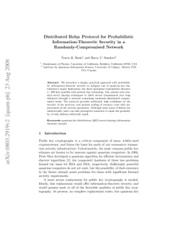 Distributed Relay Protocol for Probabilistic Information-Theoretic
  Security in a Randomly-Compromised Network