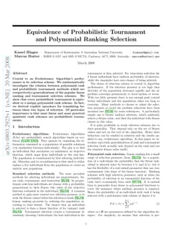 Equivalence of Probabilistic Tournament and Polynomial Ranking Selection