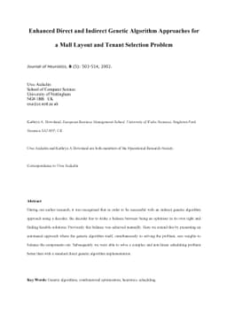 Enhanced Direct and Indirect Genetic Algorithm Approaches for a Mall
  Layout and Tenant Selection Problem