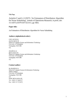 An Estimation of Distribution Algorithm for Nurse Scheduling