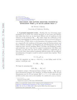 Discussion: The Dantzig selector: Statistical estimation when $p$ is
  much larger than $n$