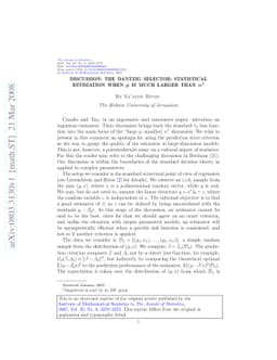 Discussion: The Dantzig selector: statistical estimation when $p$ is
  much larger than $n$
