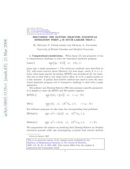Discussion: The Dantzig selector: Statistical estimation when $p$ is
  much larger than $n$